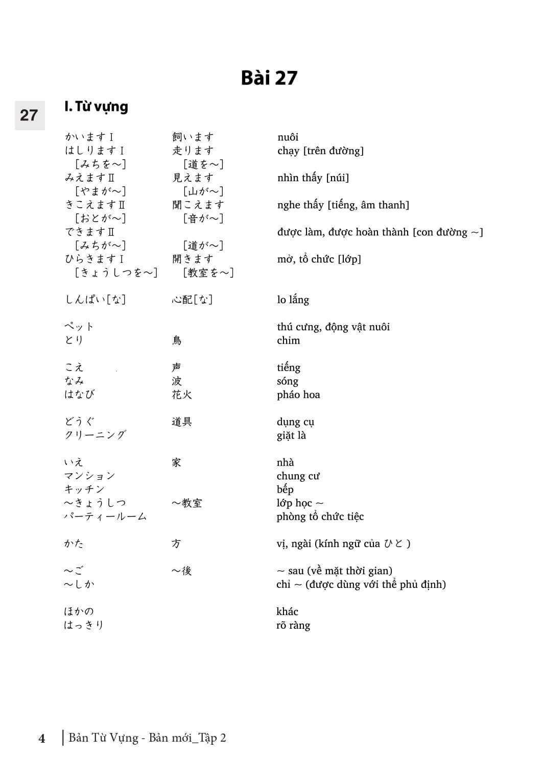 Minna No Nihongo . Bản từ mới dịch tiếng việt tập 2 (bản mới)