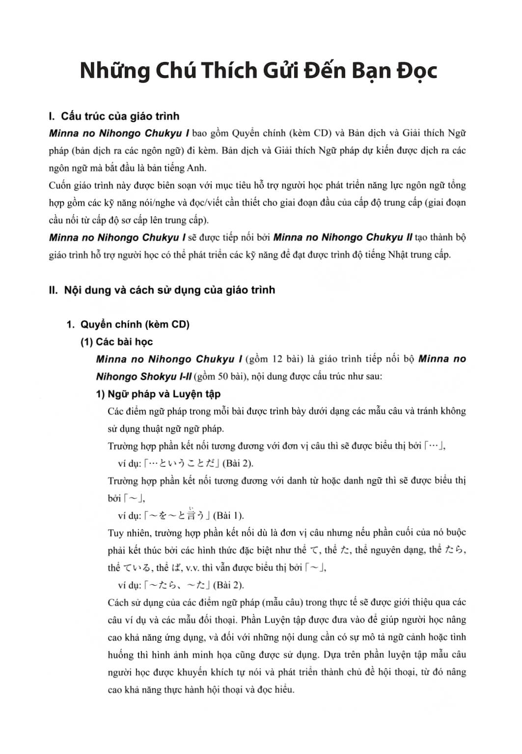 Minna No Nihongo - Bản dịch và giải thích ngữ pháp Trung cấp tập 1