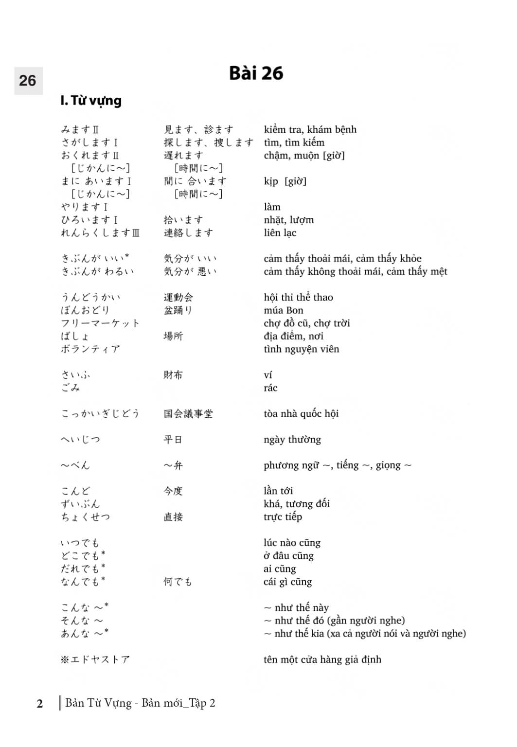 Minna No Nihongo . Bản từ mới dịch tiếng việt tập 2 (bản mới)